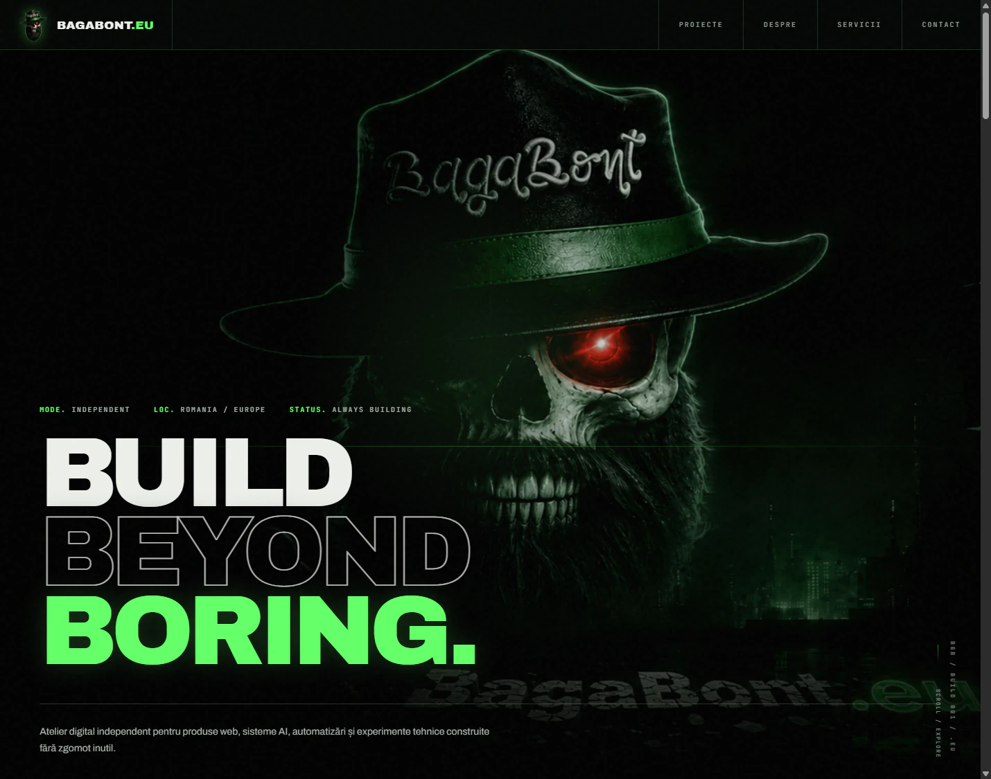 Build beyond boring., captură